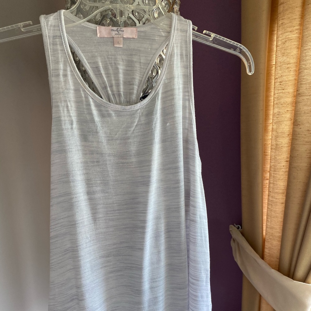 Flowy Girls Tunic Tank Top Size L(12-14),Gray, Bow Design On The Back